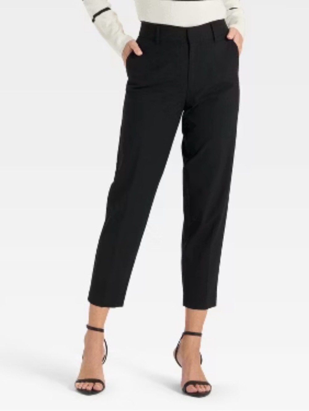 a new day Black Cropped Straight-Leg Dress Pants